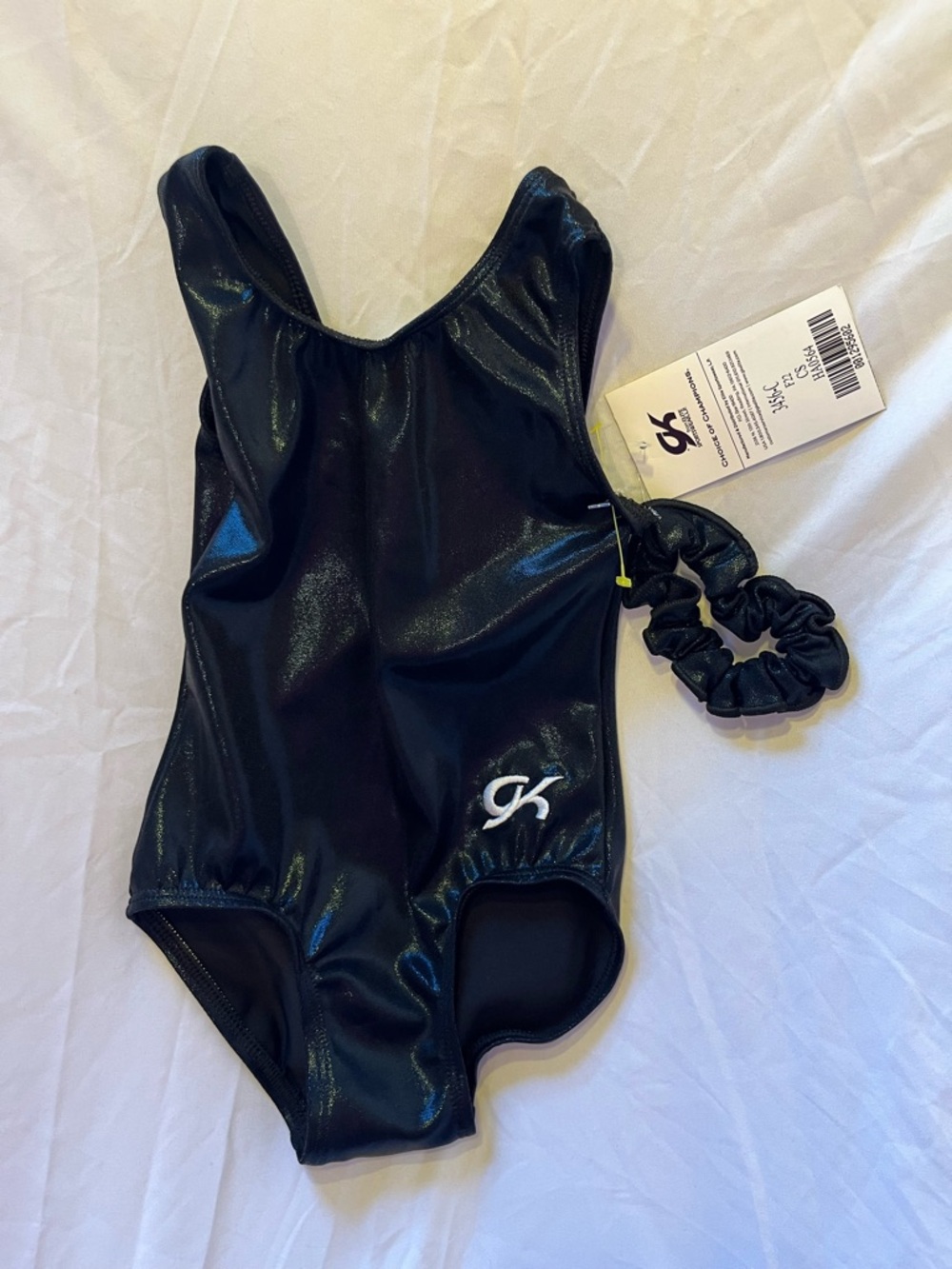Black GK Gymnastics Tank Leotard  & Scrunchie size CS